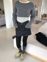 Layering boat neck short knit 