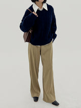 ウールビッグツイストV-ネックニット / Wool big twist V-neck knit (6color)