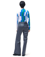 グリッチプリントモックネックTシャツ/Glitch Print Mock Neck T-Shirt_Blue