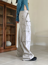 ケーズY2Kグレーポケットカーゴコットンパンツ/Keds Y2K Gray Pocket Cargo Cotton Pants