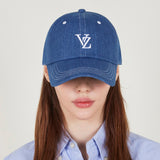 [VARZAR] 3D Monogram Stitch Over Fit Ball Cap BlueDenim