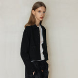 カラーツイードカーディガン/COLLAR TWEED CARDIGAN_BLACK