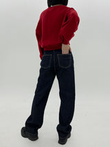 ローボタンブラッシュデニムパンツ/no.256 raw button brushed denim pants