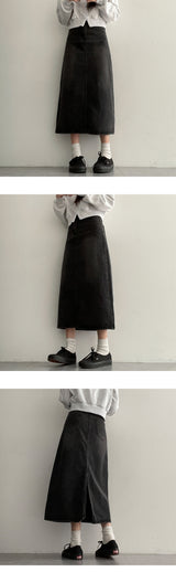Riwe バックスリットデニムロングスカート