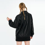 Layered Stitch Windbreaker [Black]