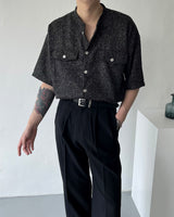 CR ツイードラウンドハーフシャツ / CR Tweed Round Half Shirt (2 colors)