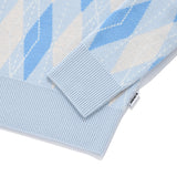 スモールチェリーアーガイルカラーニット／SMALL CHERRY ARGYLE COLLAR KNIT [SKY]