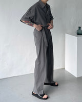 リネンショートスリーブボックスシャツ / ECT linen short-sleeved box shirt (4 colors)