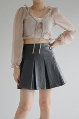 コンビレザープリーツスカート / Combi Leather Pleated Skirt (3color)