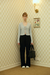 RIBBON RIBBED CARDIGAN