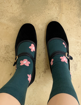フラワーカーペットソックス / flower carpet - dark green