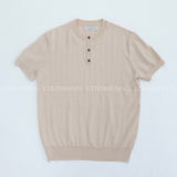 RO ウォッシャブルリネンVネックヘンリーネックニットウェア / VネックRO Washable Linen V-Neck Henley Neck Knitwear (6 colors)