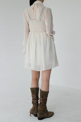 ダスティーシースルーラッフルシャツ / Dusty See-through Ruffle Shirt (3color)