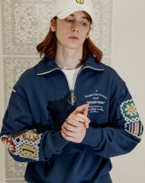 GRANNY SQUARE HALF ZIP UP SWEATSHIRT NAVY (6691434201206)