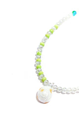 貝殻ウサギターコイズクリスタルネックレス / SEASHELL RABBIT TURQUOISE CRYSTAL NECKLACE #103