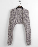 Rakel Two-Tone Rainbow Coloring Angora Knit Bolero Cardigan