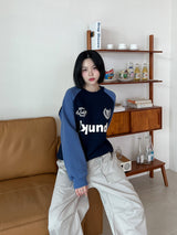 フットボールカラーマッチングスウェットシャツ/Football Color Matching Sweatshirt (2color)