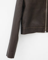 クラシックレザークロップドブルゾンジャケット / Classic leather cropped blouson jacket
