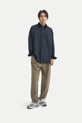 コントラスティングポイントコーデュロイシャツ/Contrasting point corduroy shirt S112 Navy&Black