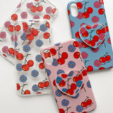 Cherry&Daisy Blue / hard glossy case iPhone Galaxy (6587674787958)