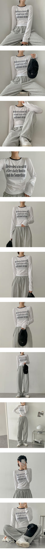 チャビーカラースパンデックス長袖Tシャツ