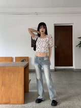 ビンテージウォッシングローウエストブーツカットデニムパンツ/Muti Vintage Washing Low-Waist Bootcut Denim Pants
