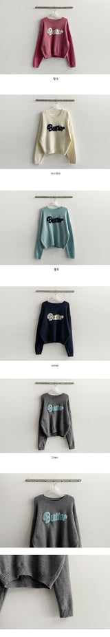 wool volume embroidered butter knit