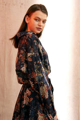 "PRE-ORDER 4/16~" VINTAGE FLOWER DROP-SHOULDER SHIRT (Navy) (6546129387638)