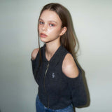 [NF] SHOULDER CUT-OUT ZIP UP (BLACK)_F23QZ268