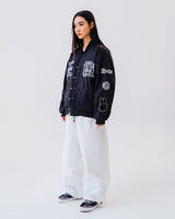 ロゴパッチバーシティジャケット/BSR2223FWJK020 DFR LOGO PATCH VARSITY JACKET BLACK