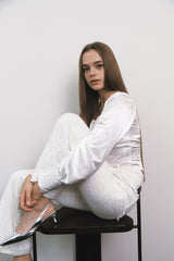 Glitter Tweed Pants White