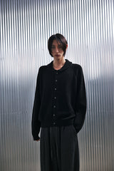 ROUND-COLLAR 7G KNIT CARDIGAN (Black) / ラウンドカラーニットカーディガン