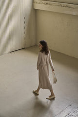 アンバランスニットドレス/UNBALANCED KNIT DRESS_OATMEAL