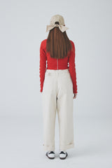 カラーラインハーフネックTシャツ / Color Line Half Neck T-Shirt [Red]