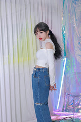 ジッパーショルダーメッシュクロップTシャツ/TOP(8304) Zipper Shoulder Mesh Crop Tee