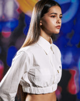 イエロータップクロップシャツ/YELLOW TAP CROP SHIRT WHITE