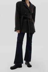 ダブルベルトウールジャケット / Double belt wool jacket (2color)