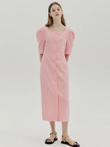 リネンスクエアネックドレス / Linen square neck dress - Black