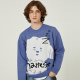 Sleeping maltese graphic knit