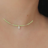 ヌードグラスビーズネックレス / Nude Glass Bead Necklace (10color)