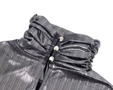 シャーリングネックTシャツ/Shirring Neck T-Shirt _ Dark Silver