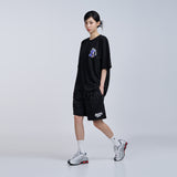 MINI BABY FACE PURPLE DINOSAUR SHORT SLEEVE T-SHIRT BLACK