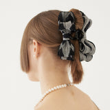 RIBBON HAIR CLIP (GRAY) (6579679723638)