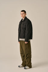QUILTING SHIRT JACKET - BLACK