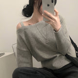 [Satisfaction 100!/Slim Fit] 2U ワンショルダーオフショルダーストラップニット