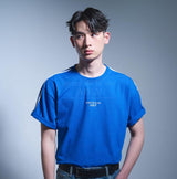 ベーシックロゴエンボスプリンティングトラック半袖Tシャツ ブルー