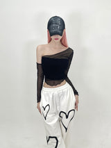 サマーウェーブメッシュトップ/432. Summer wave mesh top (bk, wh, pk)