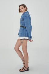 セミオーバーフィットベルトセットデニムジャケット/ SEMI OVER FIT BELT SET DENIM JACKET [1000]