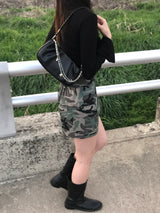 Military cargo mini skirt