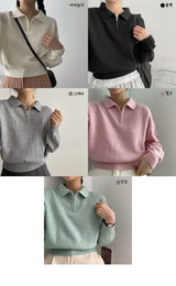 ショリンハーフジップアップクロップドカラーニットウェア / Shorin Half Zip-Up Cropped Collar Knitwear